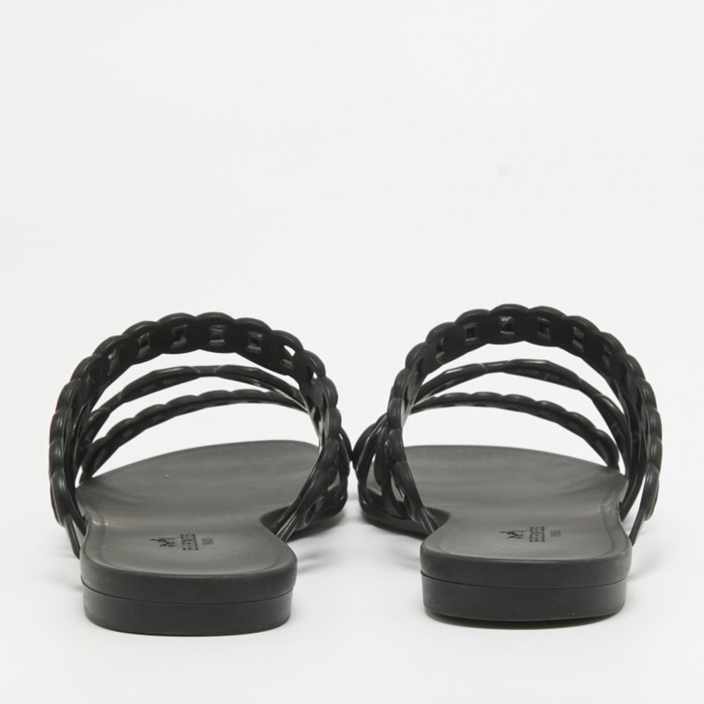 Hermes Black Sandals Woven Design Flat Slides. Chain d'Ancre Flat Slides Size 36 - Picture 3 of 6